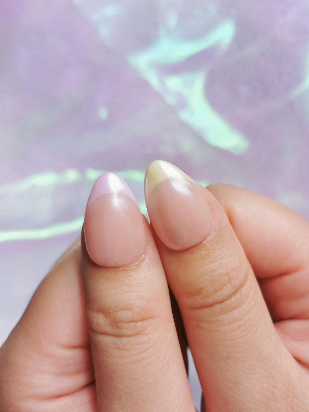 Pastel Aurora French Almond Nails