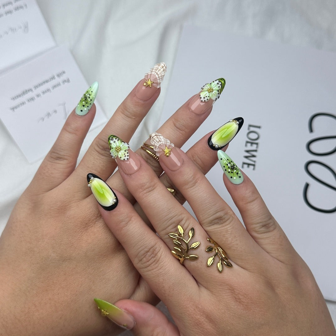 Tropical Floral & Starfish 3D Press - on Nails