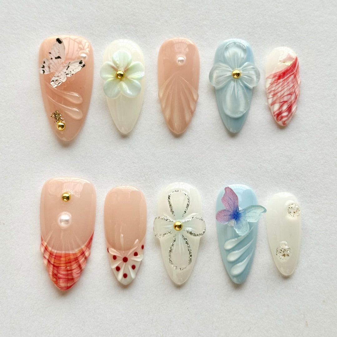 Dreamy Petals & Wings  Press-on Nails